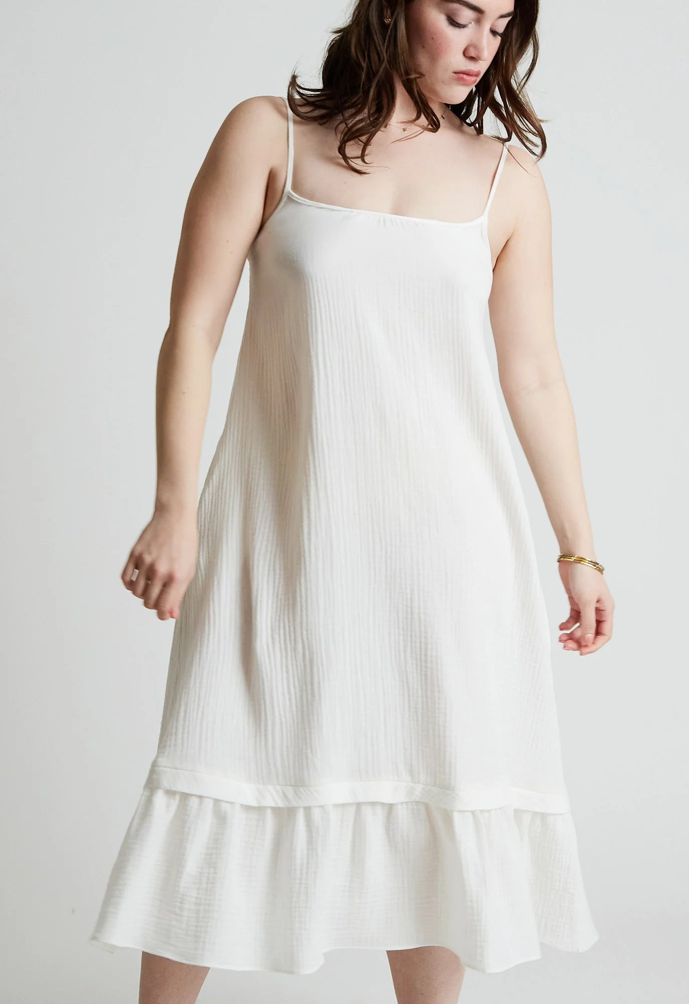 Celia Dress in White Gauze