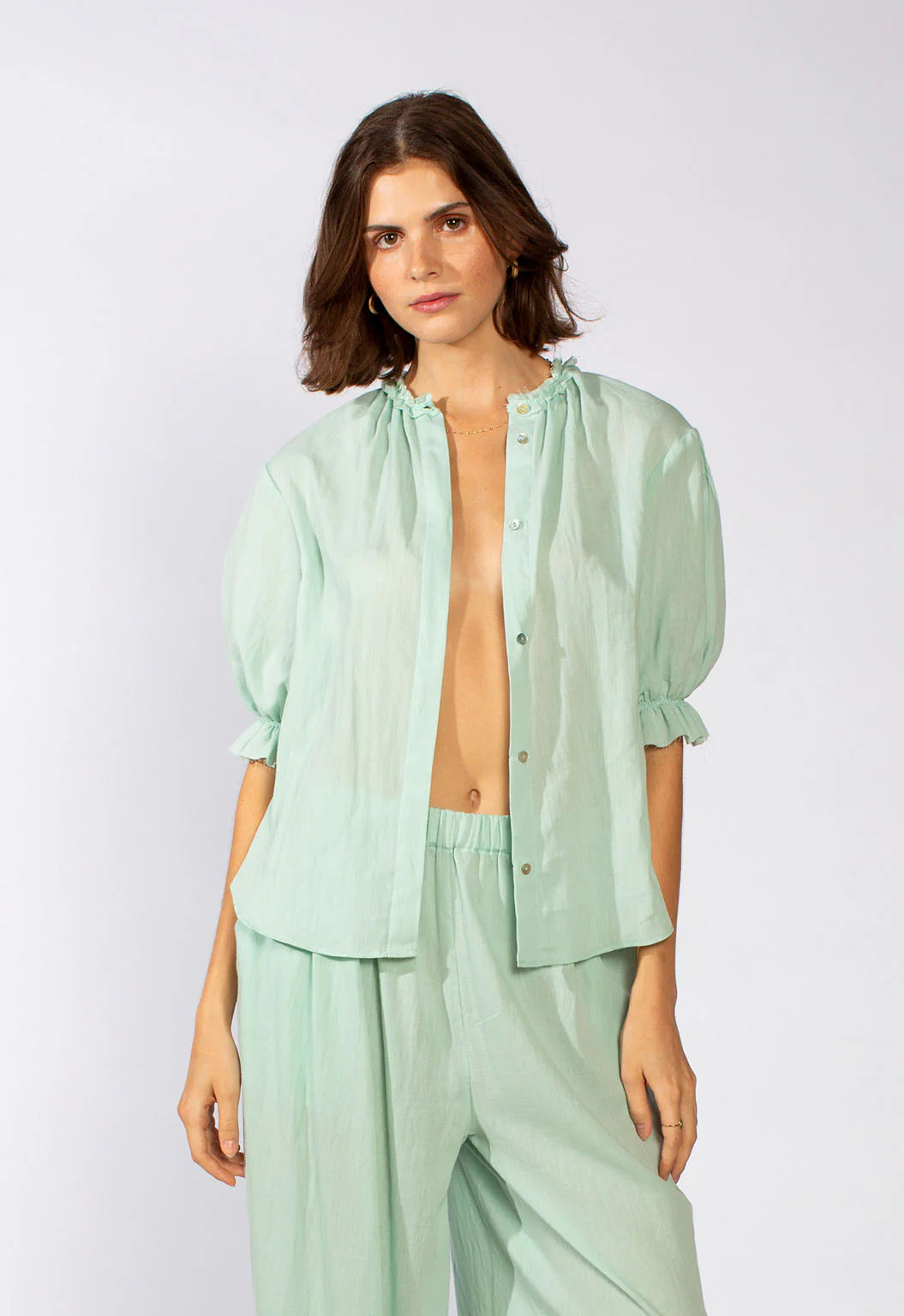 Pico Blouse in Aqua