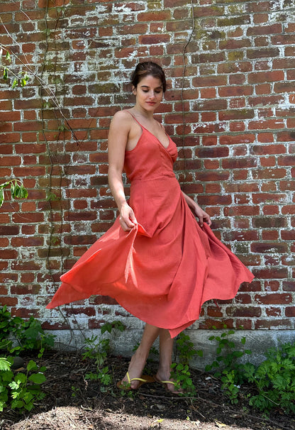 Ballet Wrap Dress in Guava