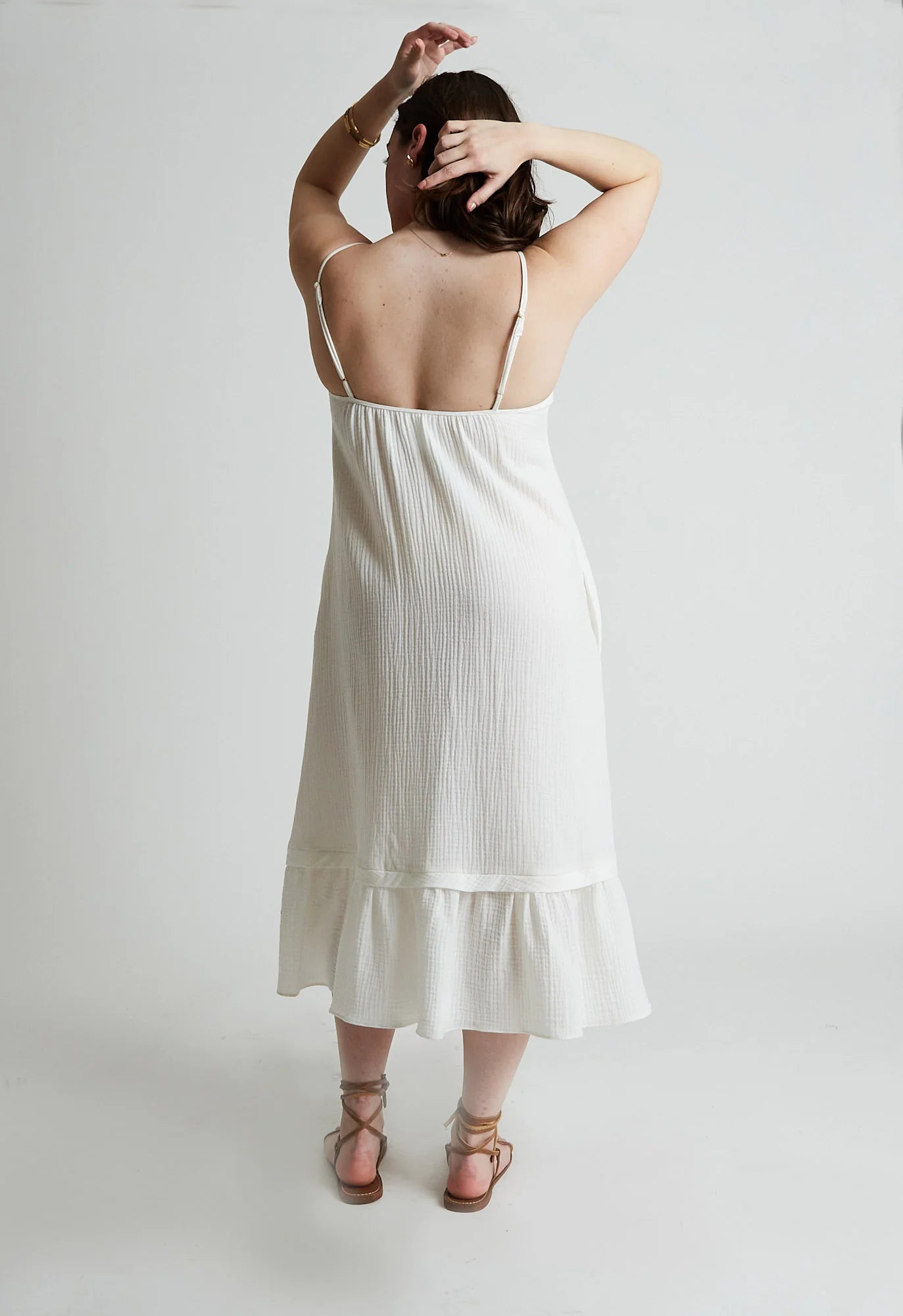 Celia Dress in White Gauze